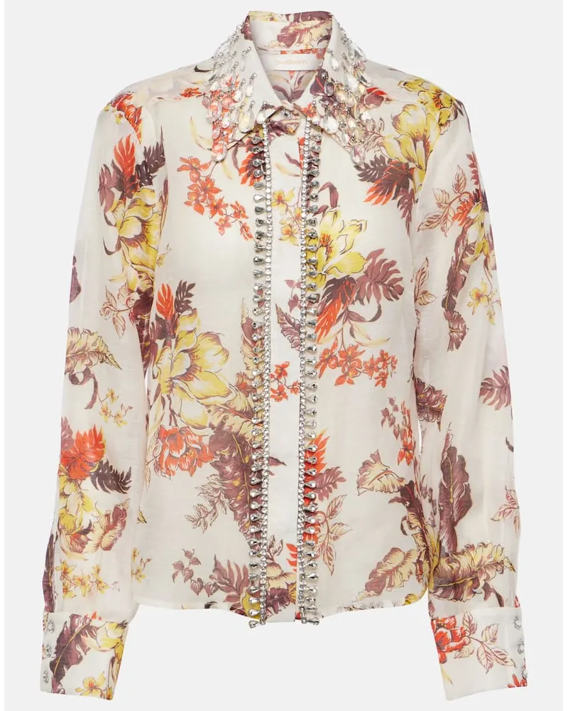Zimmermann Camicia Matchmaker in lino e seta Multicolore