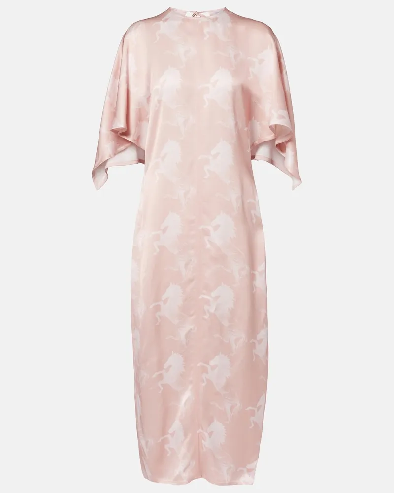 Stella McCartney Abito midi in satin con stampa Rosa