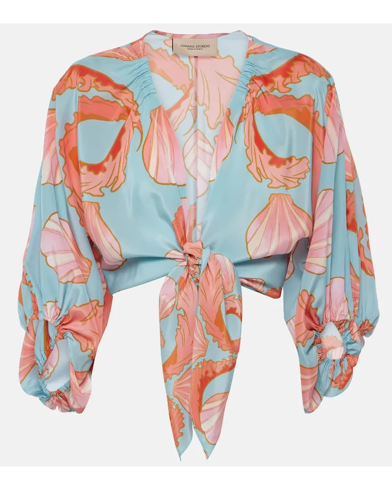 Adriana Degreas Top cropped in seta Multicolore