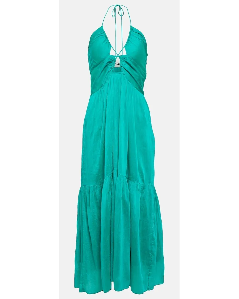 Isabel Marant Abito midi Birona in cotone e seta Verde