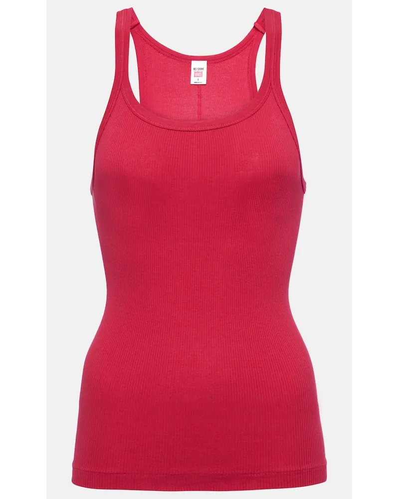 RE/DONE Tank top in jersey di cotone a coste Rosso