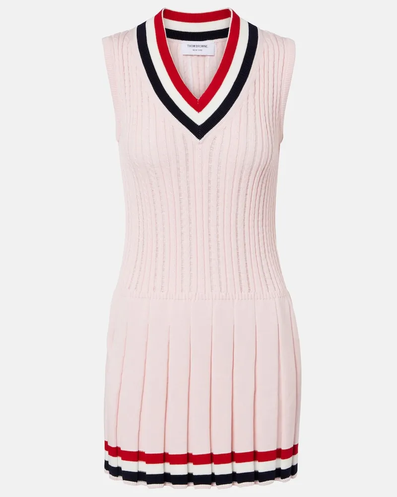 Thom Browne Abito corto in cotone plissÃ Rosa