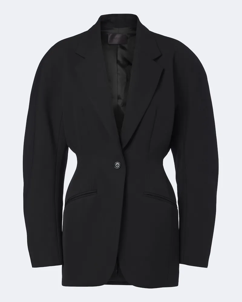 Thierry Mugler Blazer in lana vergine grain de poudre Nero