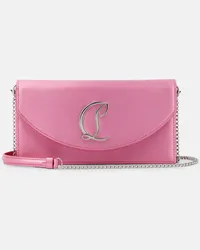 Christian Louboutin Clutch Loubi54 Small in seta e pelle Argento