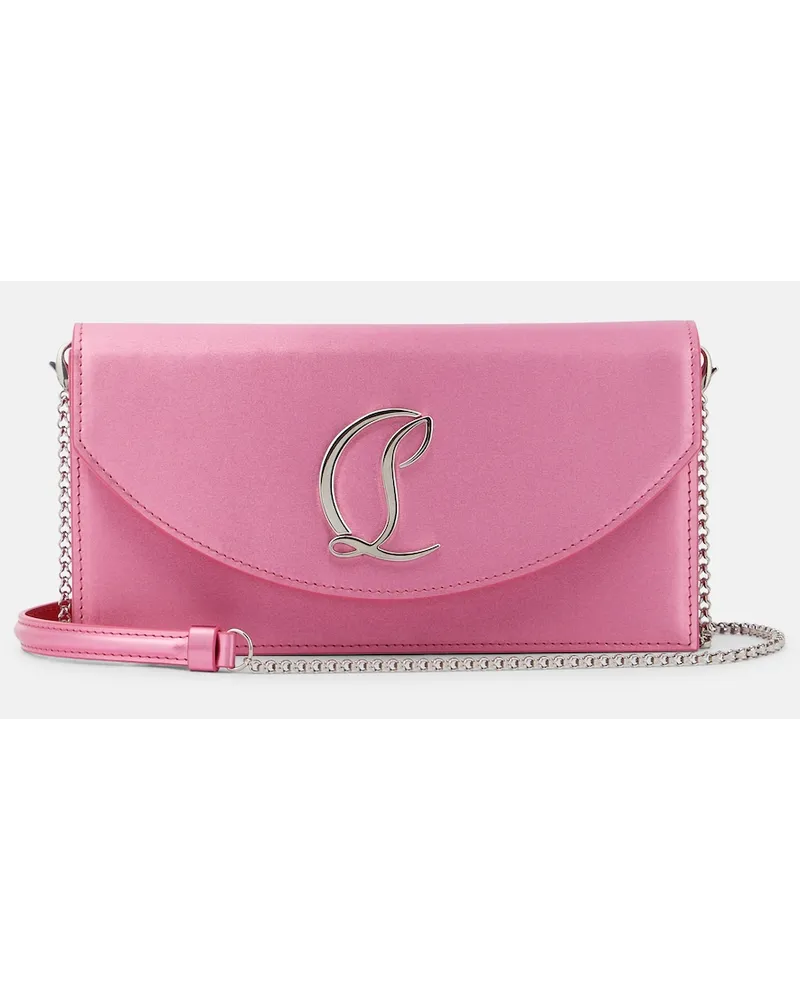 Christian Louboutin Clutch Loubi54 Small in seta e pelle Argento