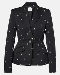 Erdem Blazer monopetto in lana vergine con ricamo Nero