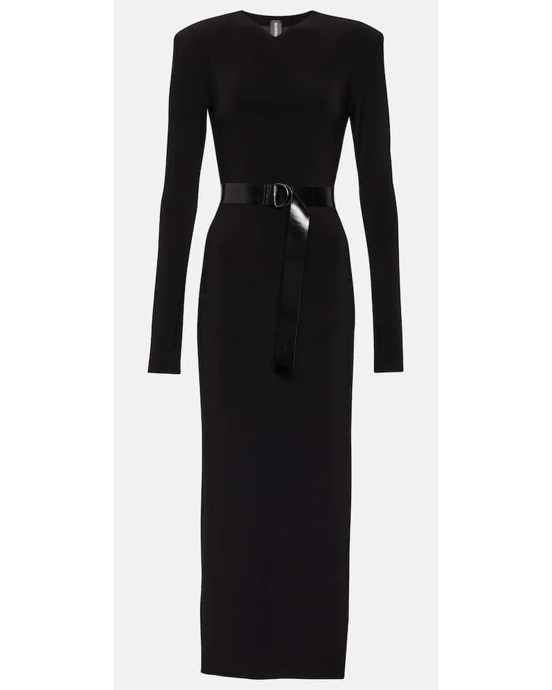 Norma Kamali Abito midi in jersey Nero