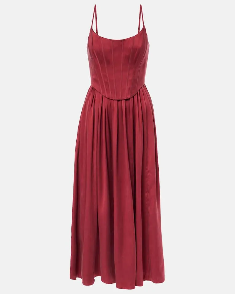 Zimmermann Abito midi in raso di seta Rosso