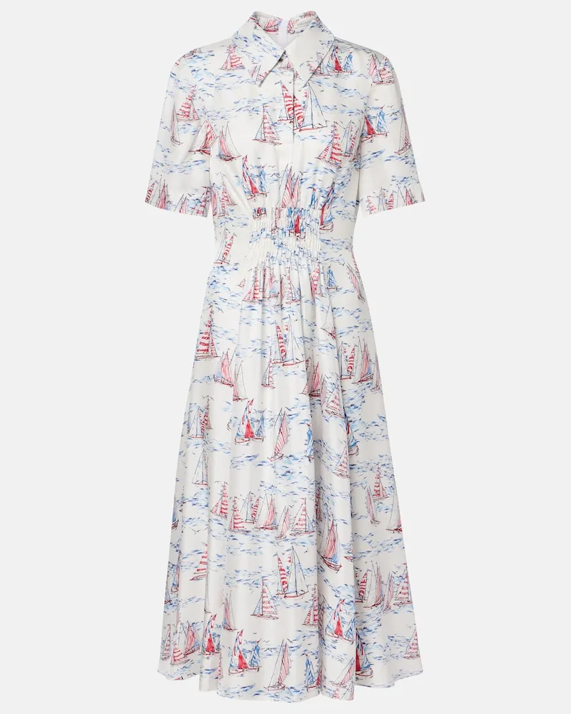 EMILIA WICKSTEAD Abito midi Khloe in lana con stampa Bianco