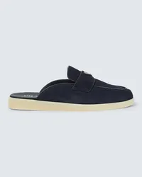 Prada Slippers in suede con logo Blu