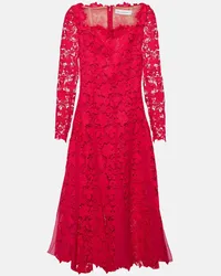 Oscar de la Renta Abito midi in pizzo guipure Rosa