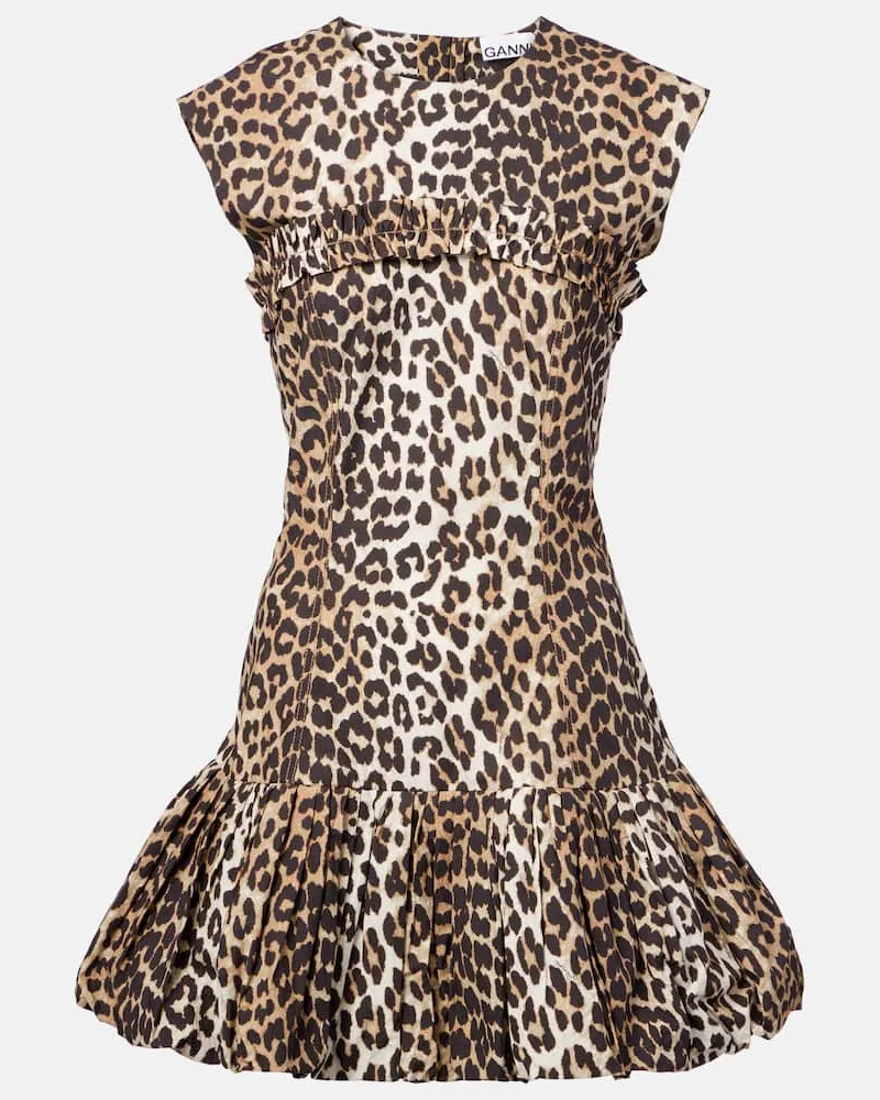Ganni Abito a corsetto con stampa leopardata Multicolore