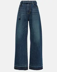 Sacai Jeans a gamba larga e vita alta Blu