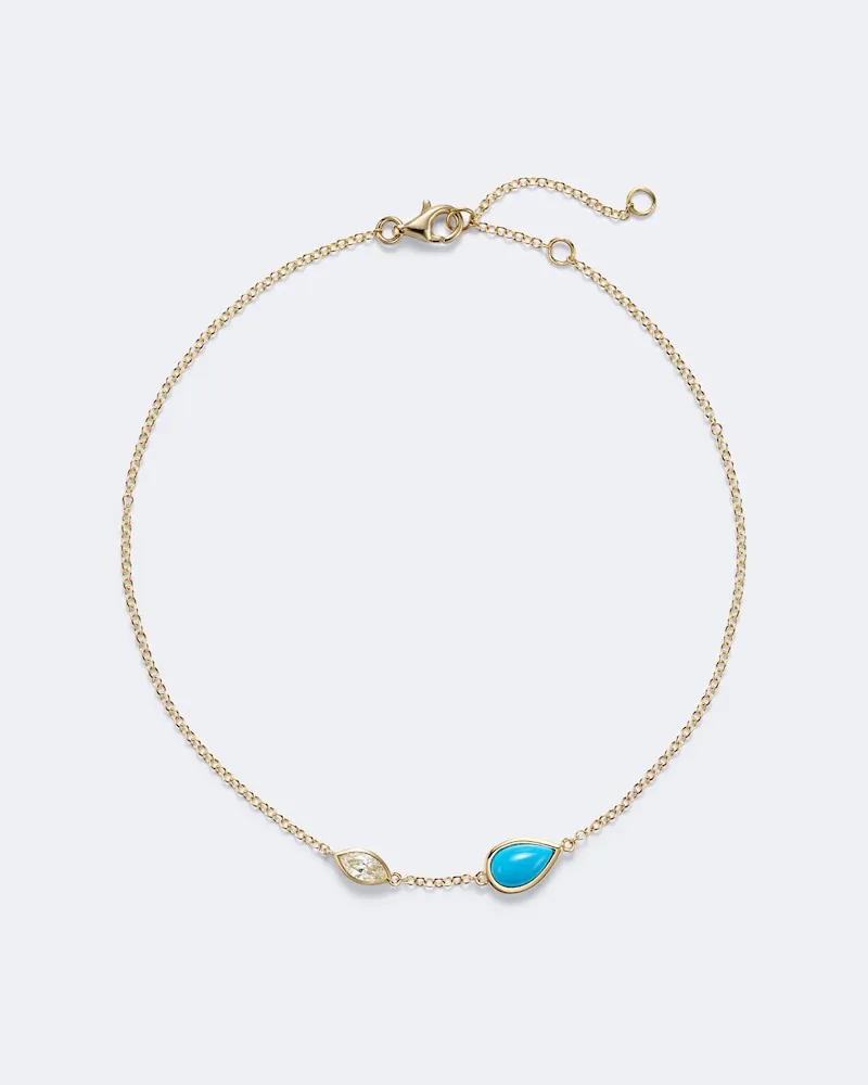 SHAY Cavigliera Riviera in oro 18kt con turchese e diamante Oro