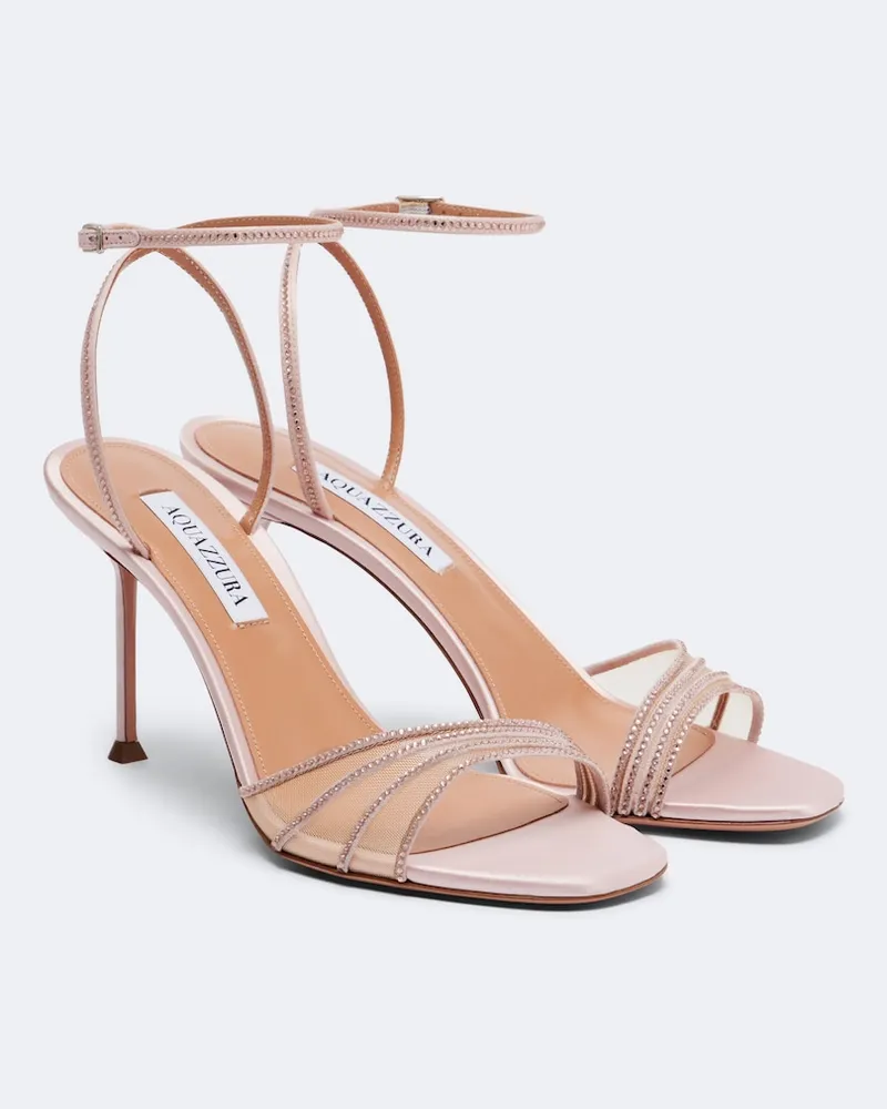 Aquazzura Sandali Dream Girl in suede e mesh Rosa