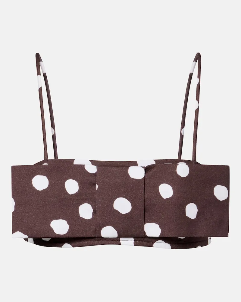 Adriana Degreas Top a fascia in misto cotone a pois Marrone