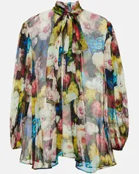 Dolce & Gabbana Blusa in chiffon di seta a fiori Multicolore