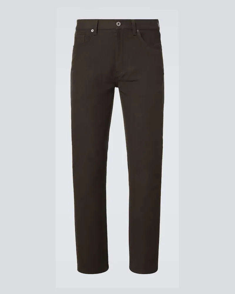 Ermenegildo Zegna Pantaloni regular Roccia in cotone e cashmere Marrone
