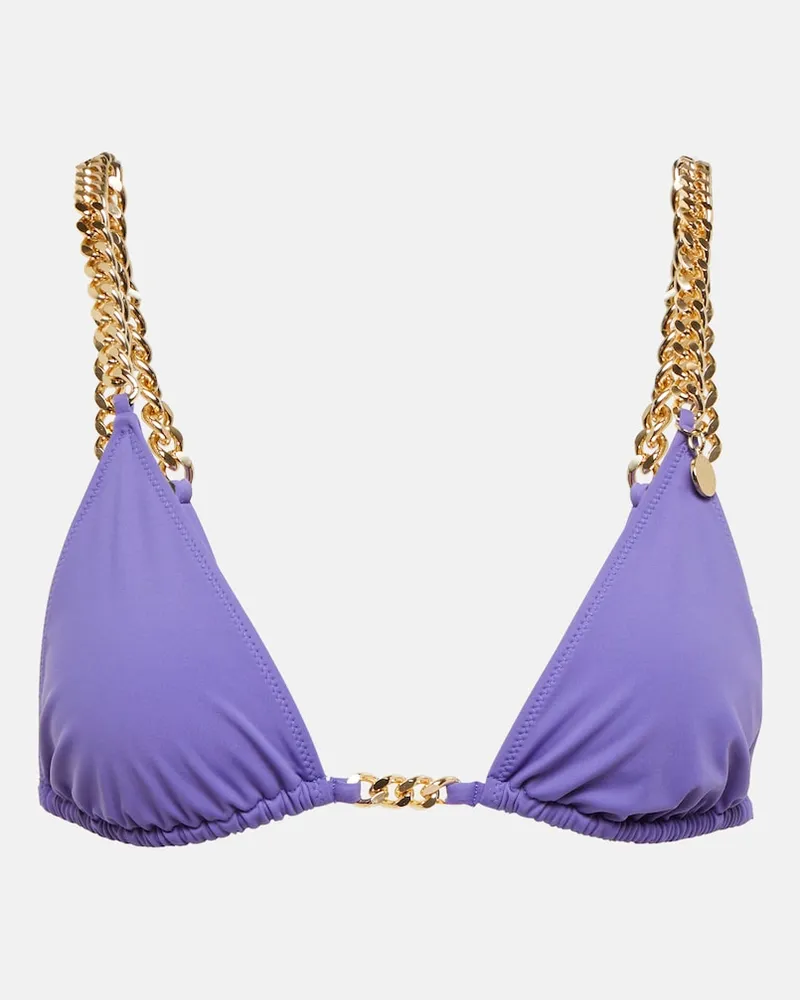 Stella McCartney Top bikini a triangolo con catena Viola