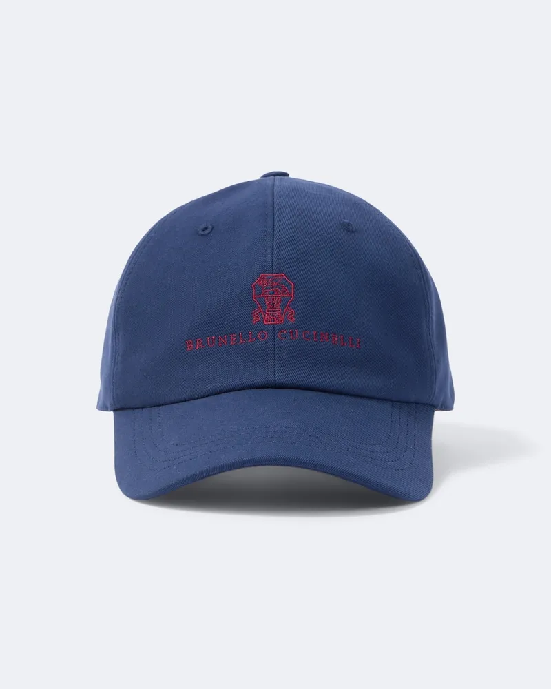 Brunello Cucinelli Cappello da baseball in canvas con logo Blu