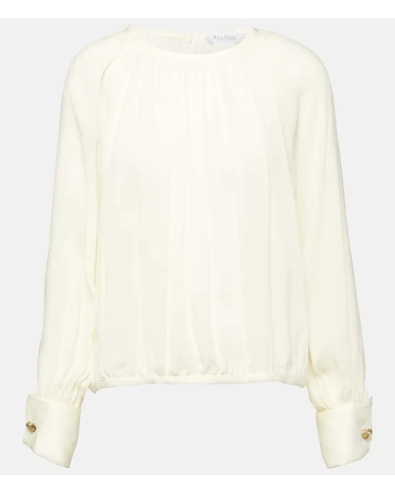 Max Mara Top Narvel in crÃªpe di seta Bianco