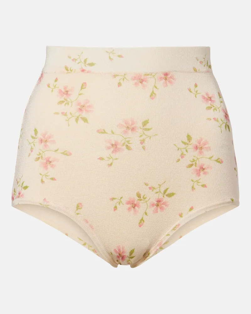 Simone Rocha Shorts con stampa floreale Beige