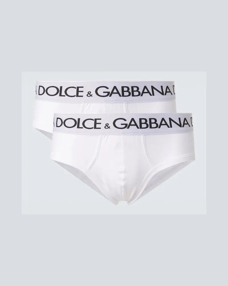 Dolce & Gabbana Set di 2 slip in jersey di misto cotone Bianco
