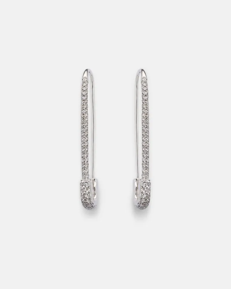 ANITA KO Orecchini Extra Large Safety Pin in oro bianco 18 kt con diamanti Argento
