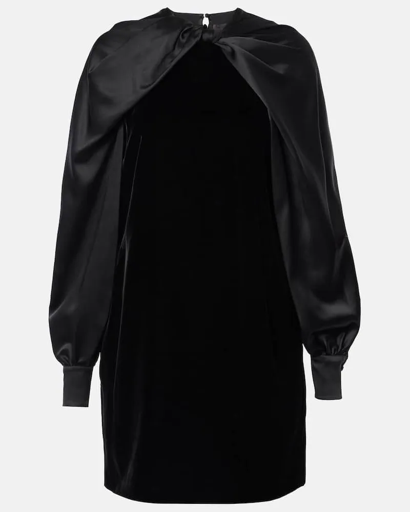 Max Mara Abito corto Zarella in velluto e raso Nero