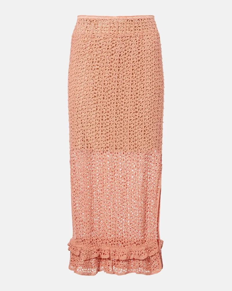 Anna Kosturova Gonna midi Rosette in crochet Rosa