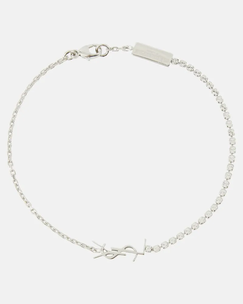 Saint Laurent Bracciale Opyum con cristalli Argento