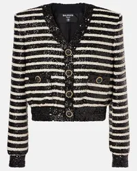 Balmain Giacca a righe con paillettes Nero