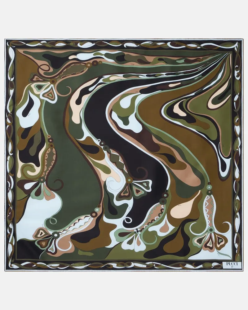 Emilio Pucci Foulard Orchidee in twill di seta Multicolore
