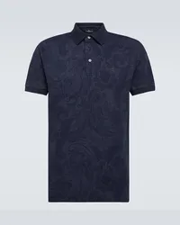 Etro Polo in cotone con stampa paisley Blu