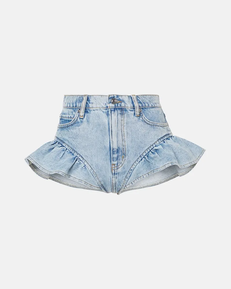Frame Denim Shorts di jeans Ruffle Bloomer Blu