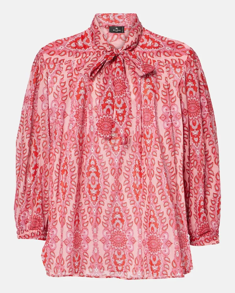 Etro Blusa in cotone con stampa Rosa