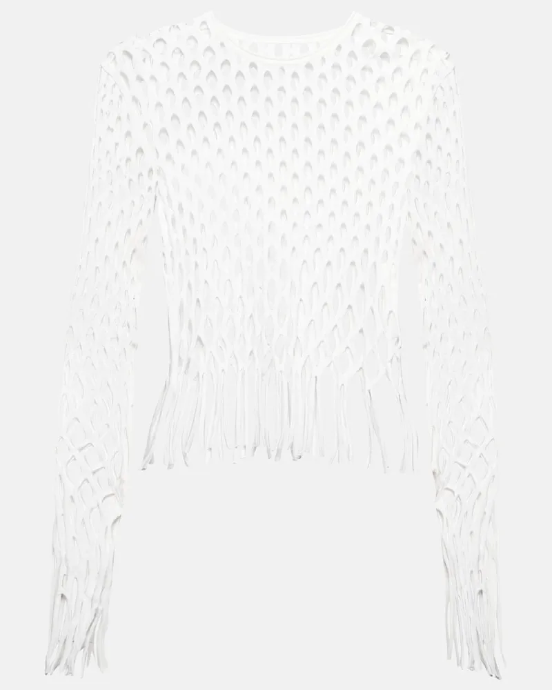 Dion Lee Top con frange Bianco