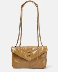 Saint Laurent Borsa a spalla Toy Puffer in pelle Beige