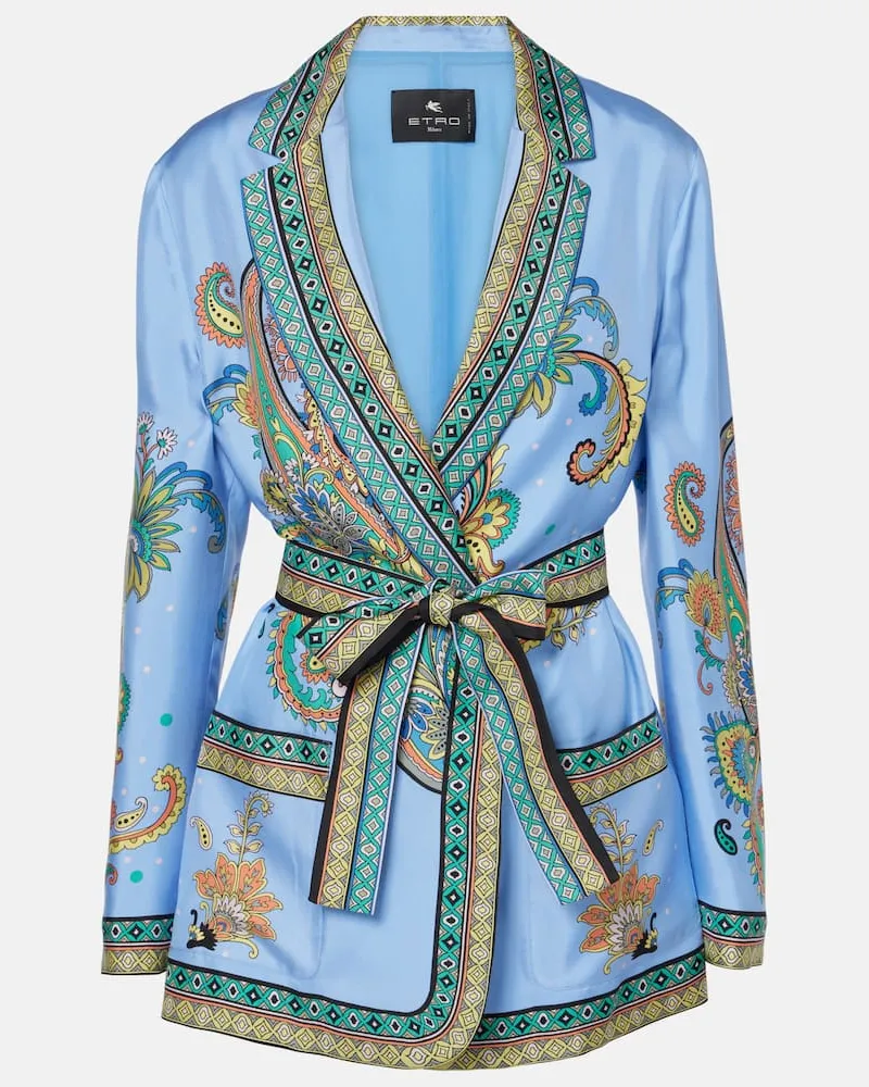 Etro Blazer a portafoglio in twill di seta Blu
