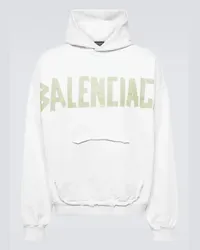 Balenciaga Felpa Tape Type Ripped in cotone con cappuccio Bianco