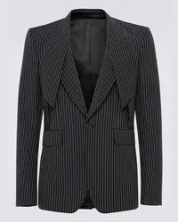 Alexander McQueen Blazer da abito gessato in lana e mohair Nero