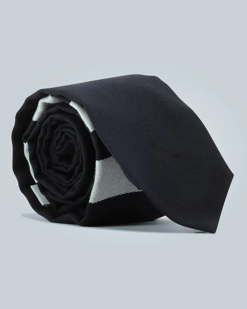Thom Browne Cravatta 4-Bar in lana Blu