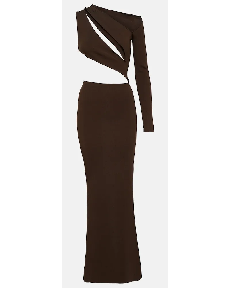 Aya Muse Abito lungo Actin monospalla con cut-out Marrone