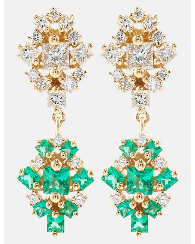 Suzanne Kalan Orecchini La Fantaisie in oro 18kt con diamanti e smeraldi Multicolore