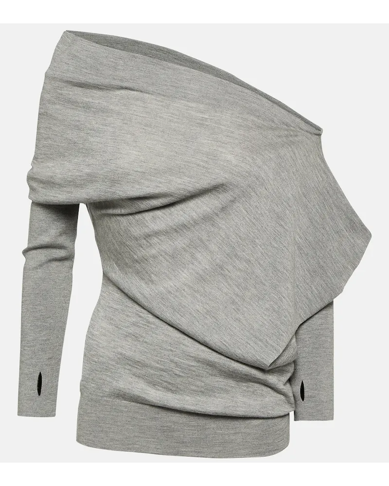 Tom Ford Pullover monospalla in cashmere e seta Grigio