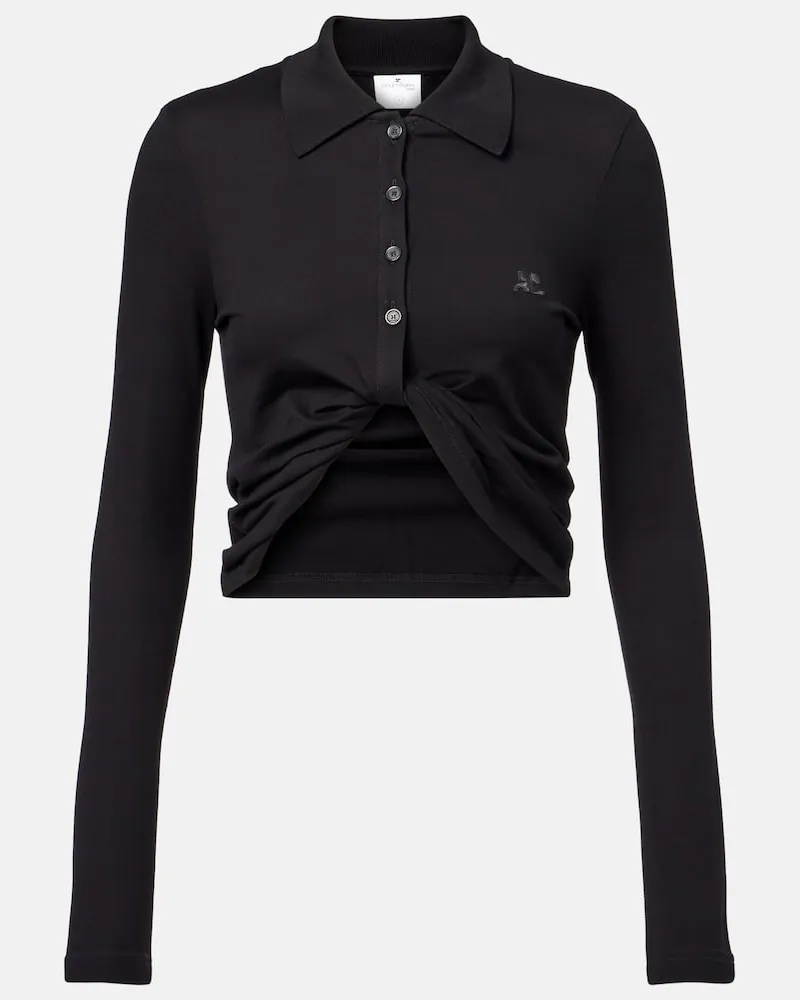 Courrèges CourrÃ¨ges Polo cropped in cotone Nero