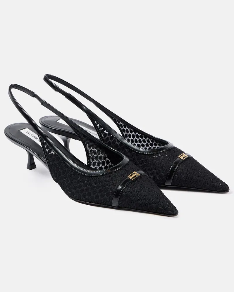 Victoria Beckham Pumps slingback in mesh con pelle Nero