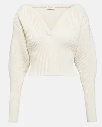 Alaïa Alaïa Pullover in misto lana a coste Bianco