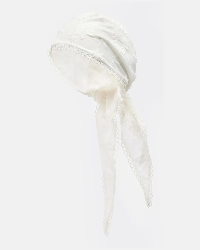 Poupette St Barth Foulard Aura in cotone con ricamo Bianco