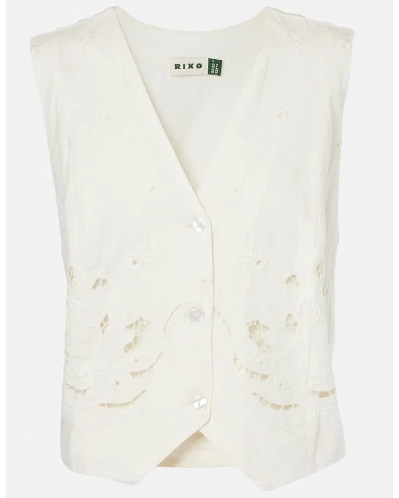 RIXO Gilet Norah in cotone e lino Bianco